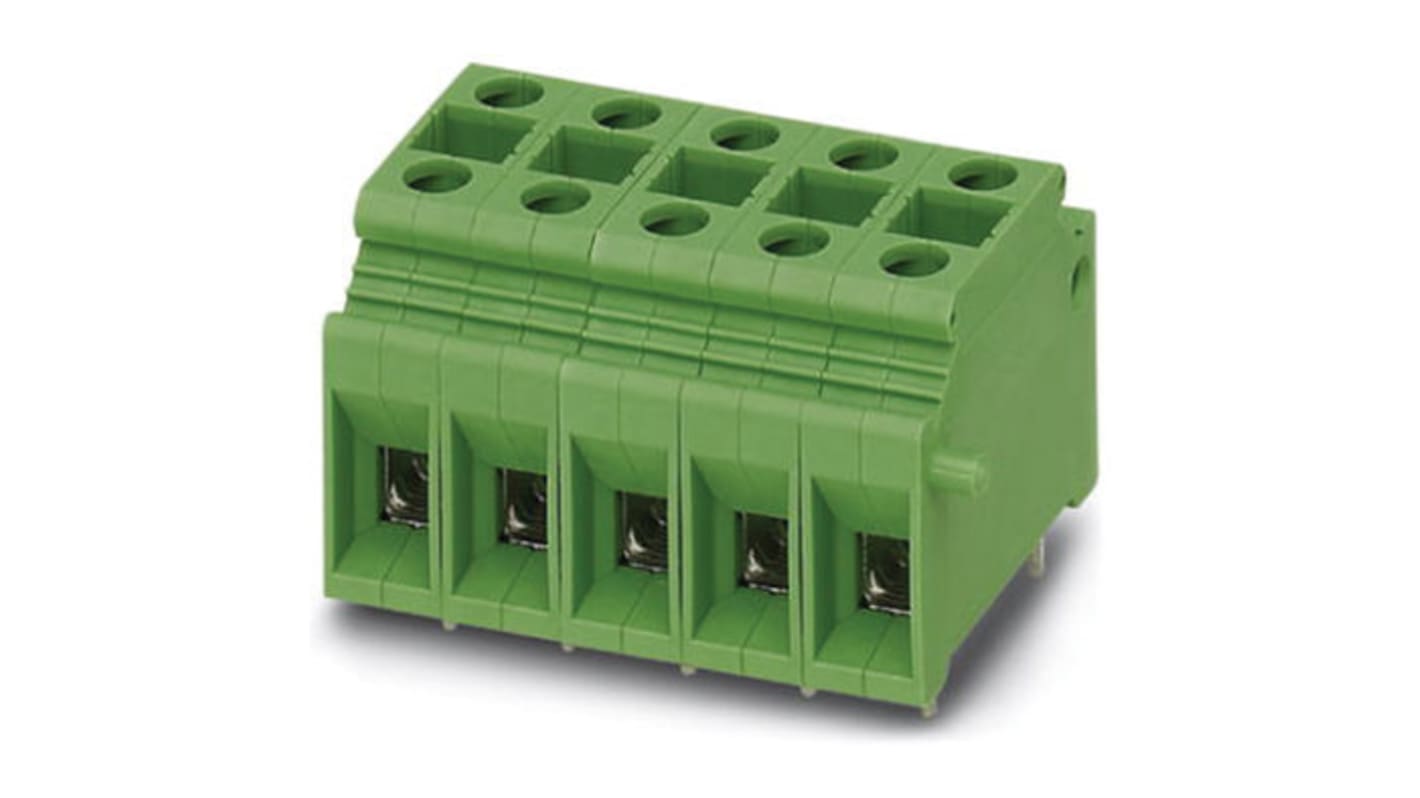 Phoenix Contact FRONT 2.5-V/SA10/10 Series PCB Terminal Block, 10-Contact, 5mm Pitch, Through Hole Mount, Screw