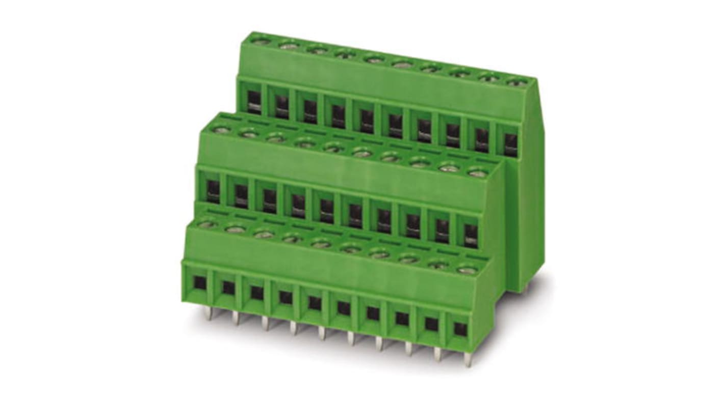 Phoenix Contact FRONT 2.5-H/SA 5/ 8 Series PCB Terminal Block, 8-Contact, 5mm Pitch, Through Hole Mount, Screw