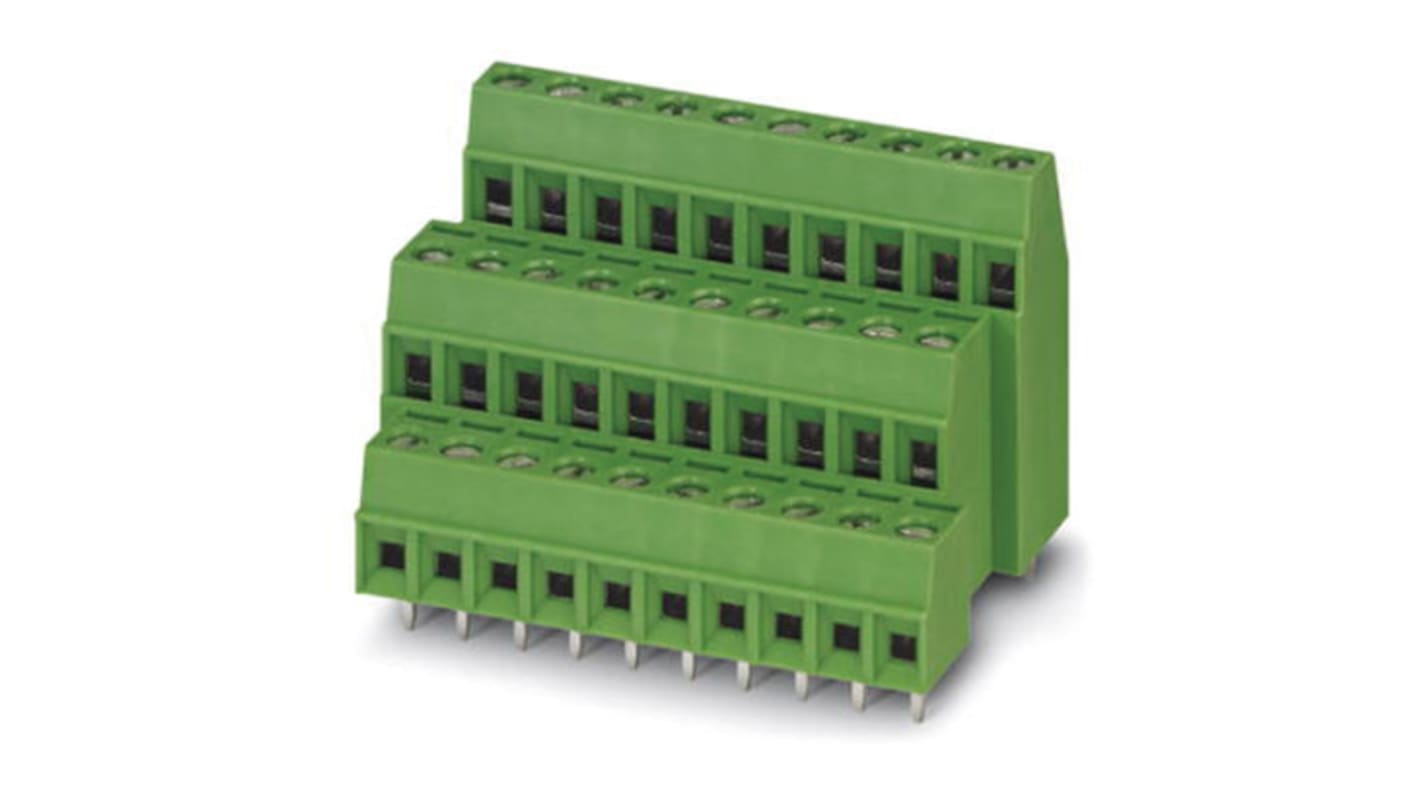 Phoenix Contact MKKDSN 1.5/ 2 Series PCB Terminal Block, 4-Contact, 5mm Pitch, Through Hole Mount, 2-Row, Screw