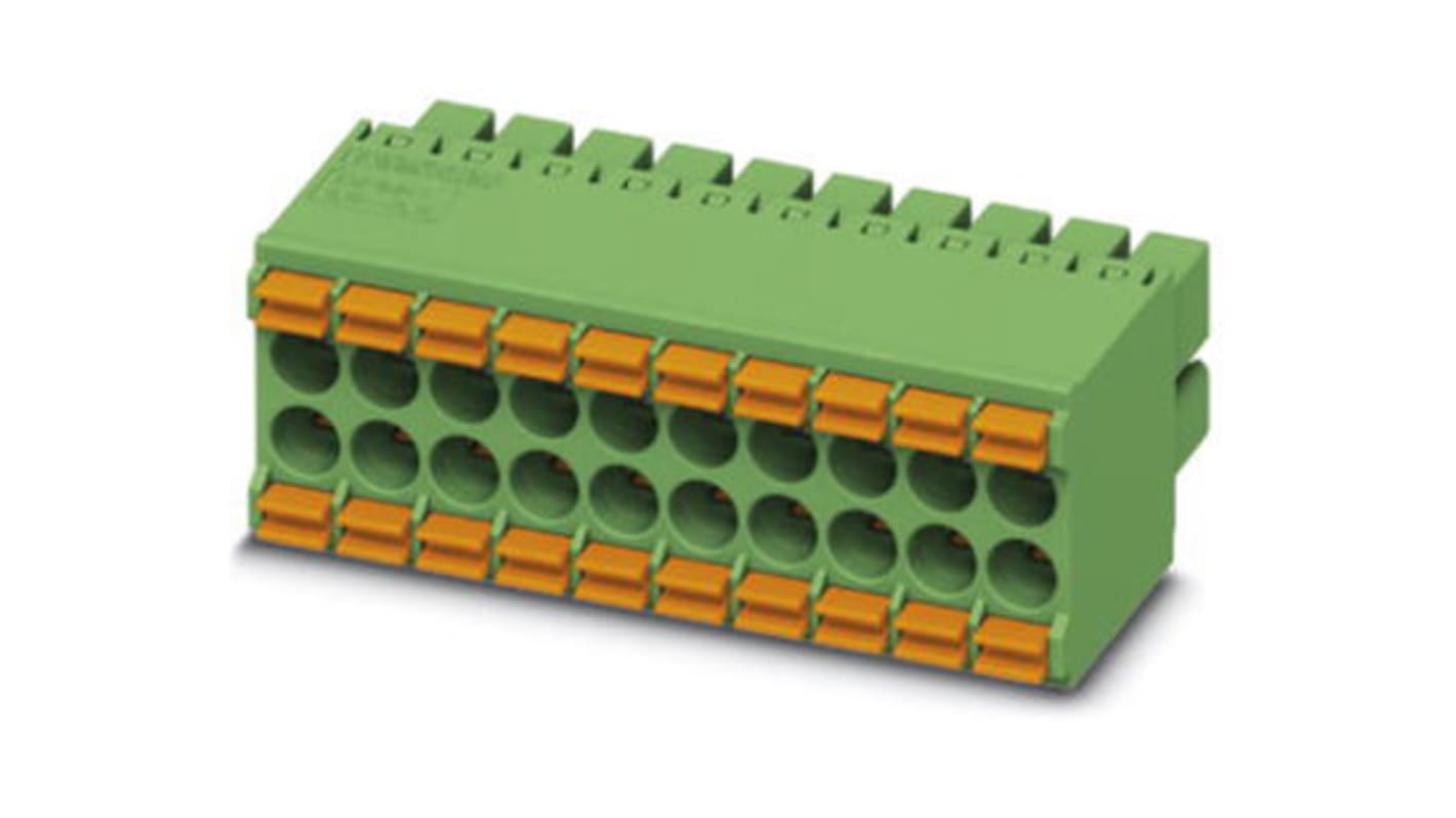 Borne enchufable para PCB Hembra Phoenix Contact de 38 vías en 2 filas, paso 3.5mm, 8A, montaje de cable, terminación