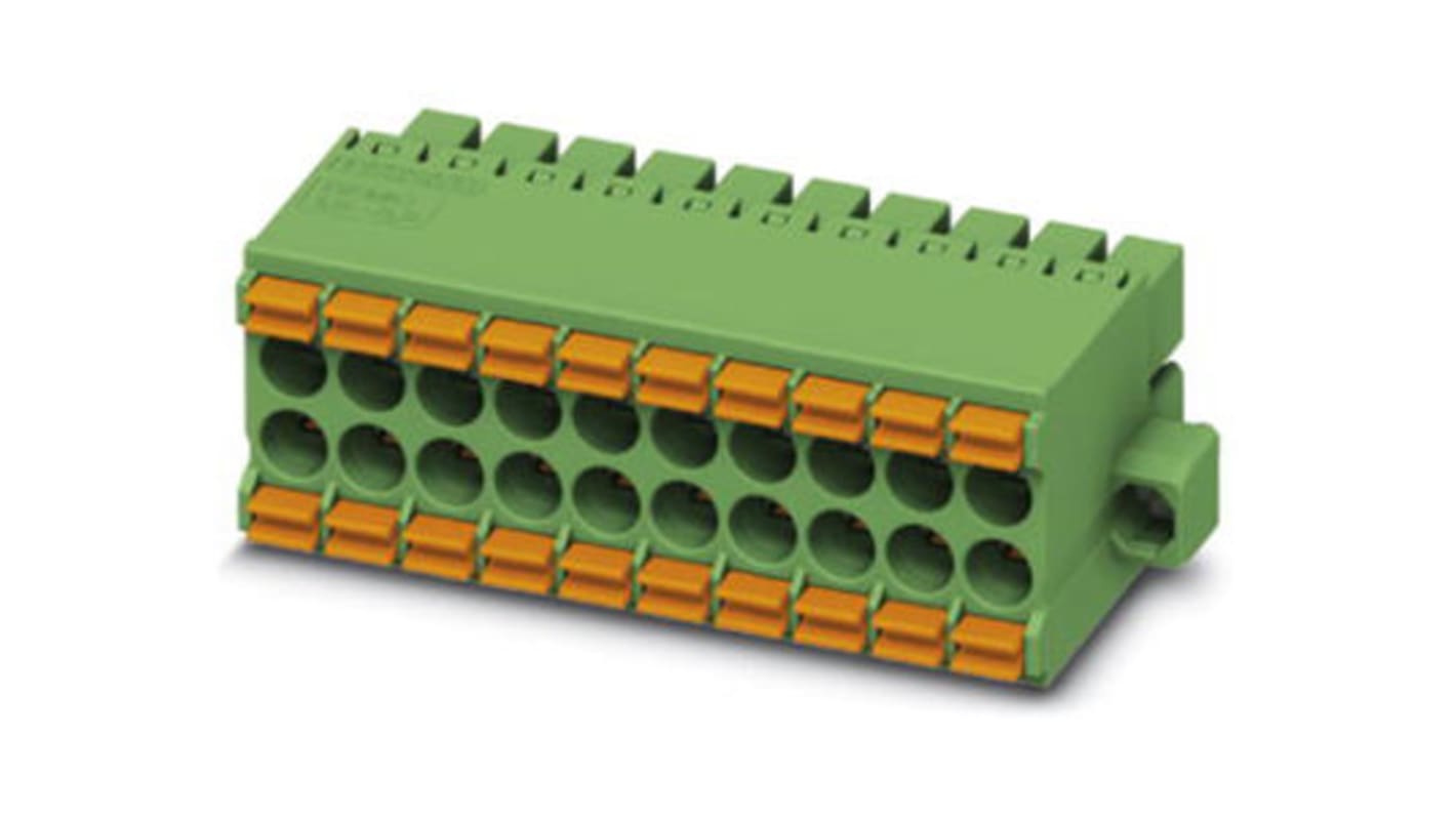 Phoenix Contact 3.5mm Pitch 18 Way Pluggable Terminal Block, Plug, Spring Cage Termination