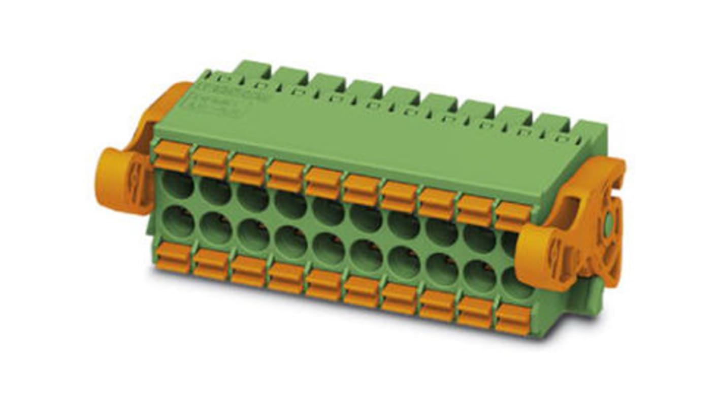 Phoenix Contact 3.5mm Pitch 24 Way Pluggable Terminal Block, Plug, Cable Mount, Spring Cage Termination