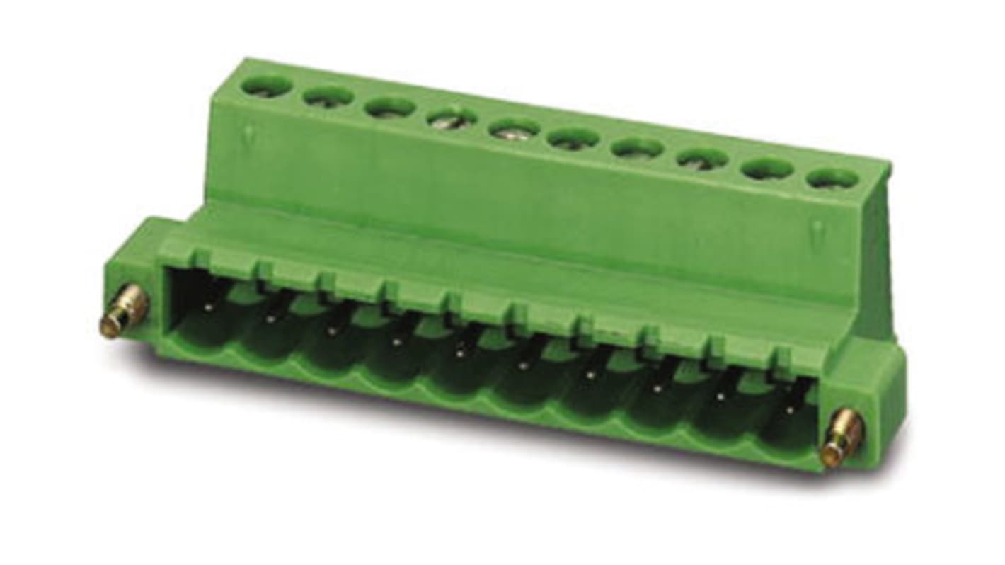 Borne enchufable para PCB Hembra Phoenix Contact de 18 vías, paso 5.08mm, 12A, de color Verde, terminación Tornillo