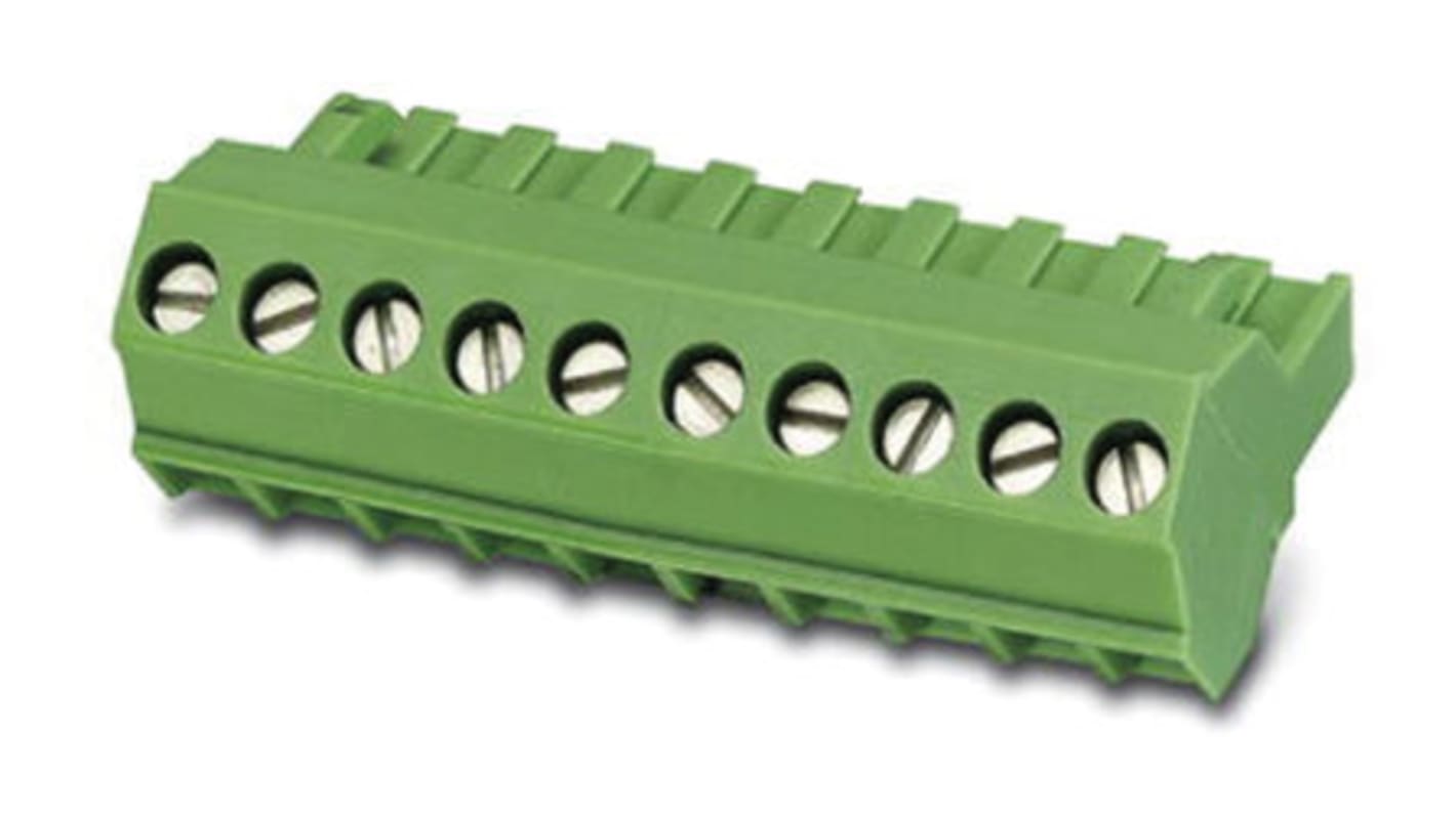 Borne enchufable para PCB Hembra Phoenix Contact de 24 vías, paso 5mm, 12A, de color Verde, terminación Tornillo