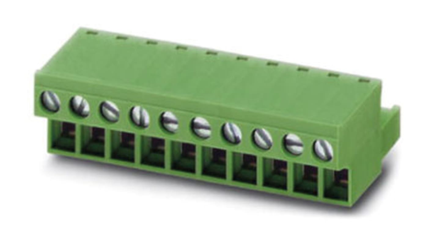 Borne enchufable para PCB Hembra Phoenix Contact de 18 vías, paso 5.08mm, 12A, de color Verde, terminación Tornillo