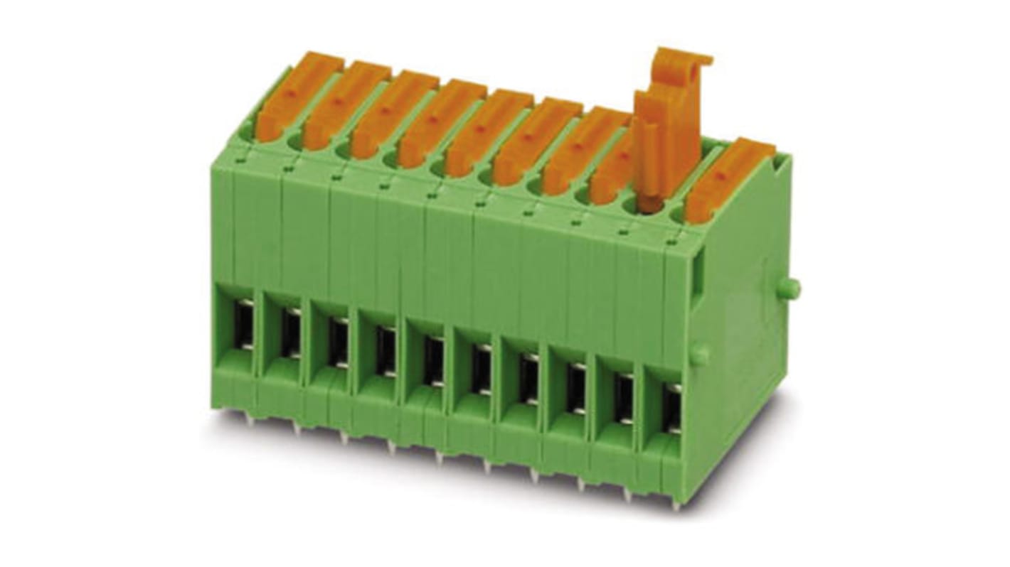 Phoenix Contact FRONT 2.5-H/SA10- 6 Series PCB Terminal Block, 6-Contact, 5mm Pitch, Through Hole Mount, Screw