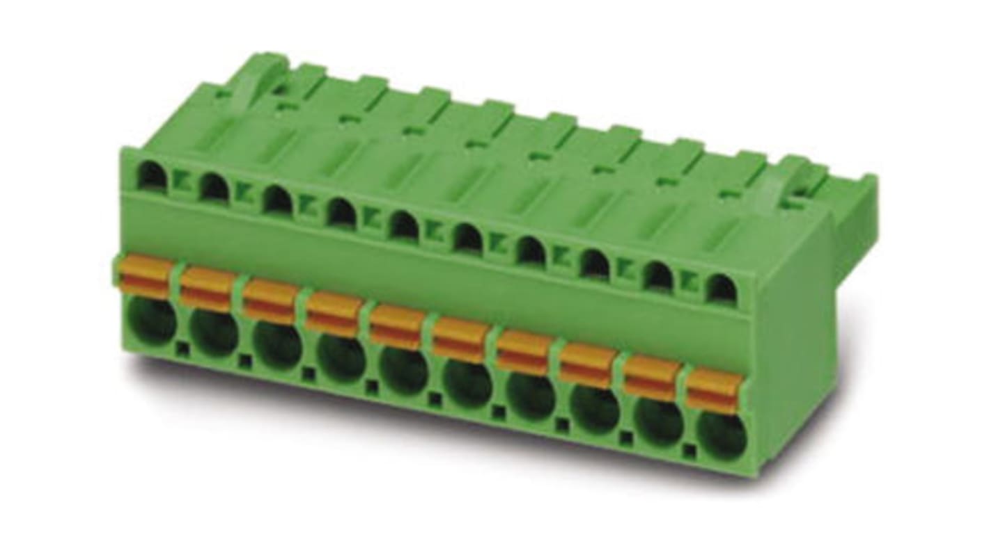 Phoenix Contact FRONT 2.5-H/SA 5/10 Series PCB Terminal Block, 10-Contact, 5mm Pitch, Through Hole Mount, 1-Row, Screw
