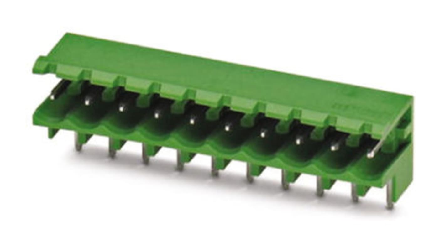 Borne para PCB Phoenix Contact de 12 vías, paso 5mm, 24A, de color Verde, montaje Montaje en orificio pasante,
