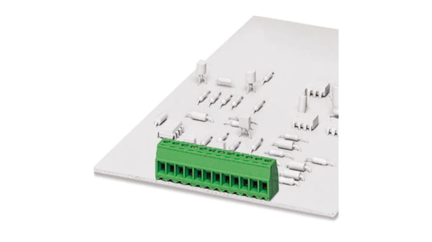 Phoenix Contact FRONT 2.5-V/SA10/ 8 Series PCB Terminal Block, 8-Contact, 5mm Pitch, Through Hole Mount, Screw