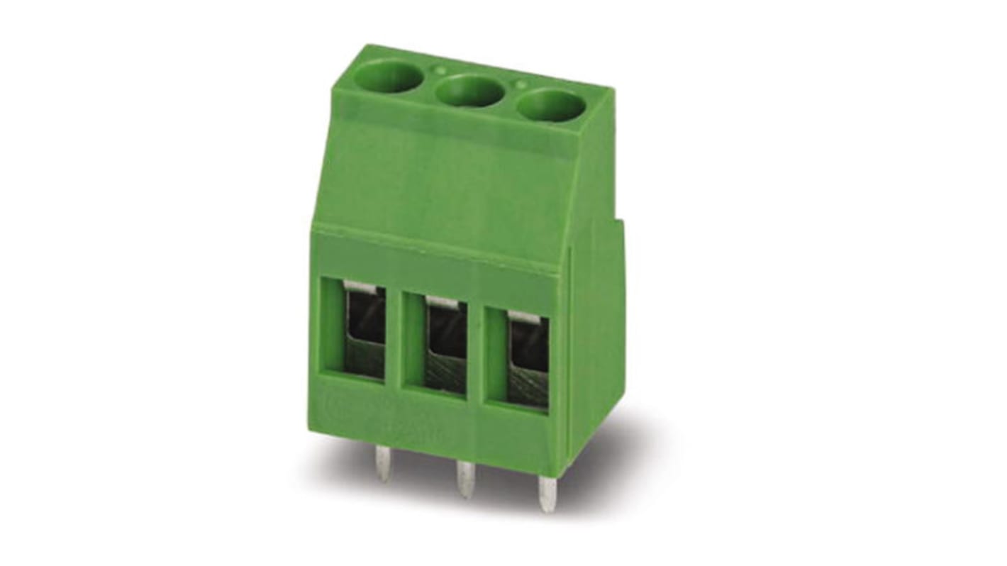 Phoenix Contact MK4DS 1.5/ 3-5.08-BCD Series PCB Terminal Block, 3-Contact, 5.08mm Pitch, Through Hole Mount, Screw