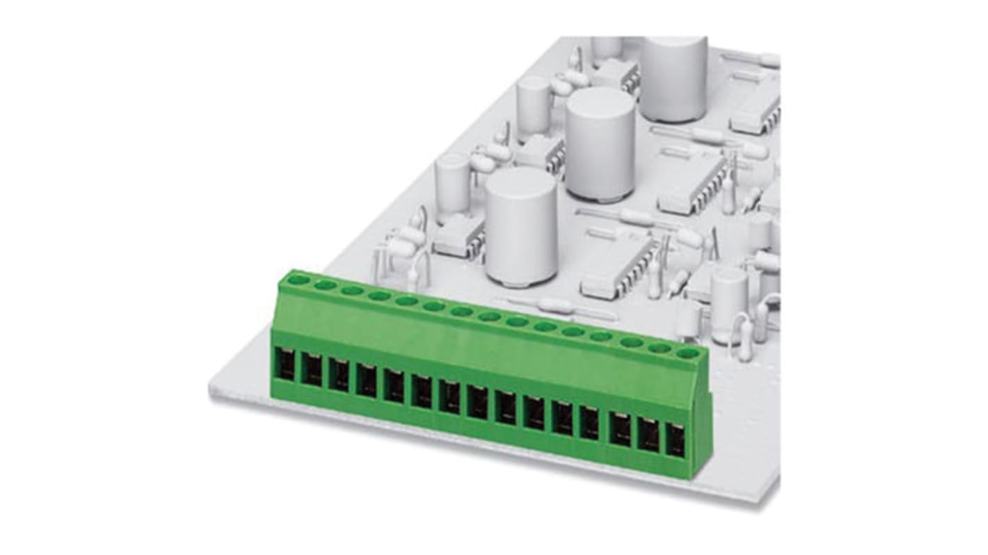 Borne para PCB Phoenix Contact de 11 vías, paso 9.52mm, 32A, de color Verde, montaje Montaje en orificio pasante,