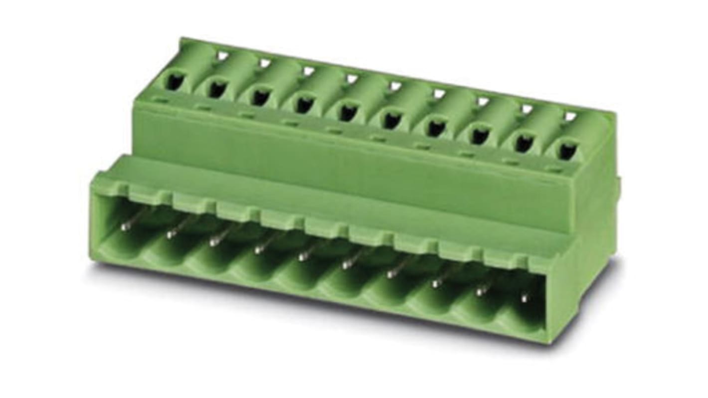 Borne enchufable para PCB Hembra Phoenix Contact de 12 vías , paso 7.62mm, 12A, de color Verde, terminación Tornillo