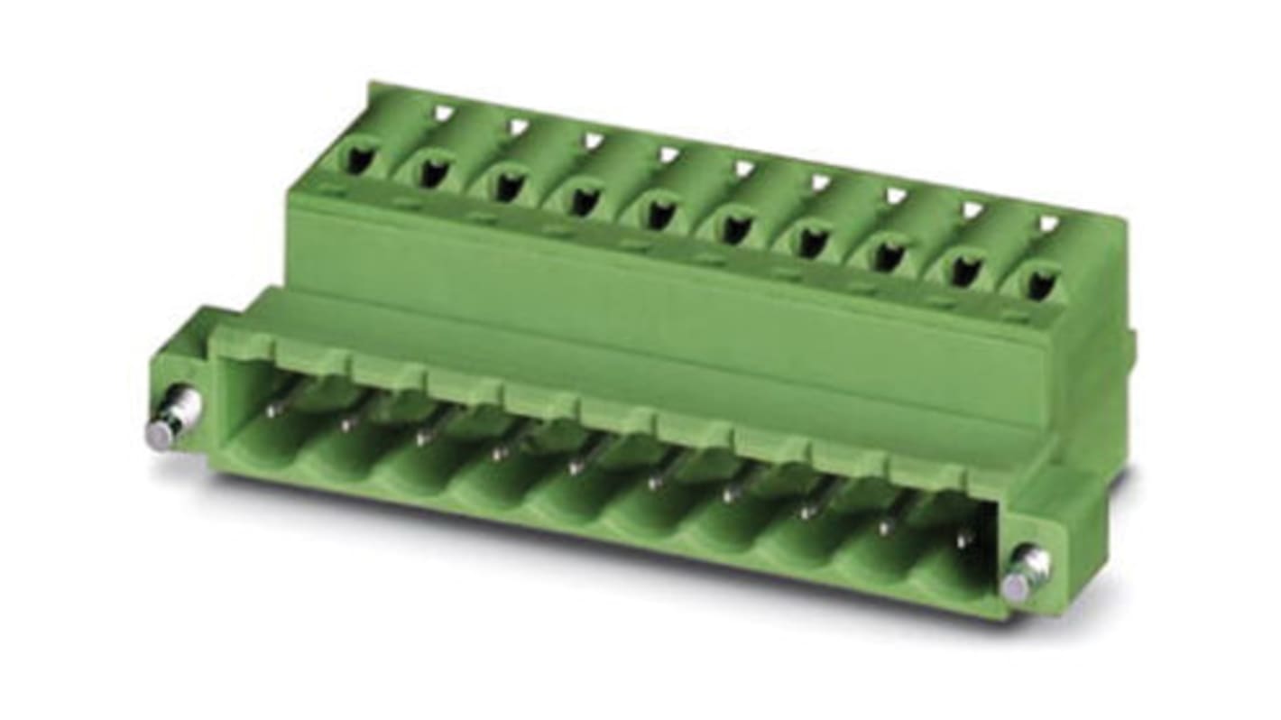 Phoenix Contact UMSTBVK 2.5/13-STF-5.08 Series Green DIN Rail Terminal Block, Screw Termination