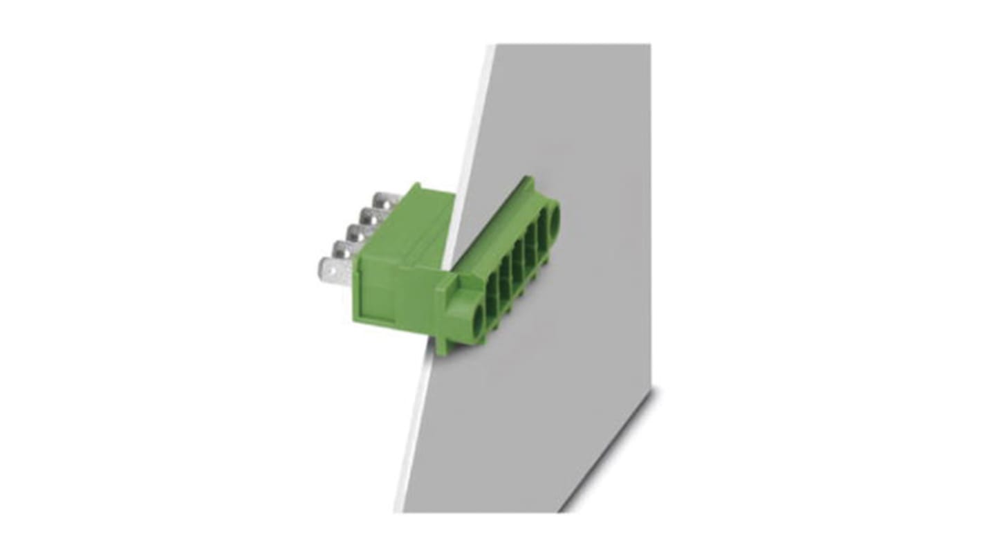 Phoenix Contact 7.62mm Pitch 5 Way Pluggable Terminal Block, Feed Through Header, Panel Mount, Spade Termination