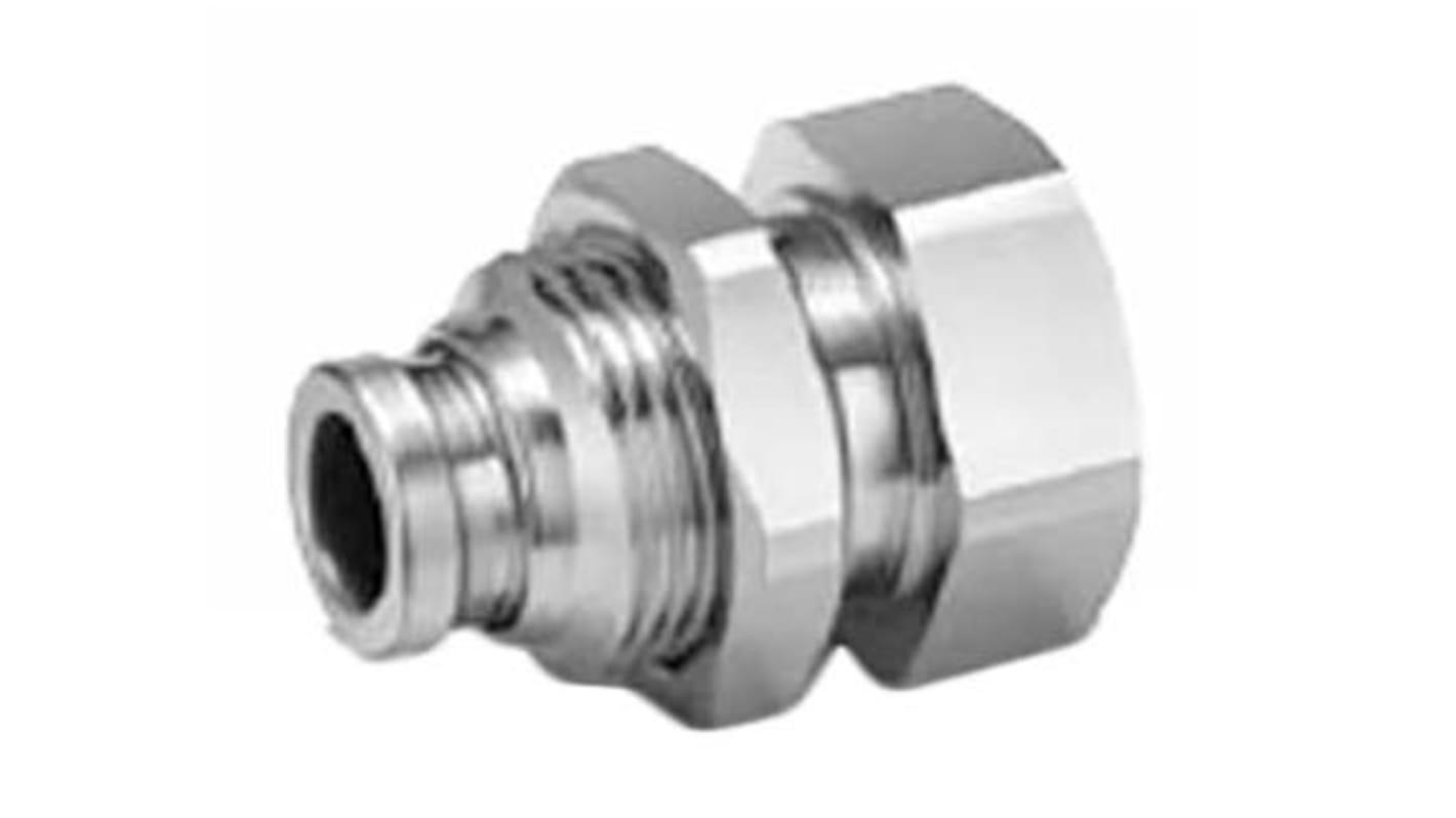 SMC Bulkhead Threaded-to-Tube Adaptor, R 1/8 Female to Push In 4 mm, Threaded-to-Tube Connection Style