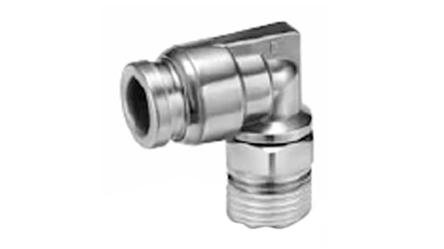 SMC KQG2 Series Elbow Threaded Adaptor, R 3/8 Male to Push In 6 mm, Threaded-to-Tube Connection Style