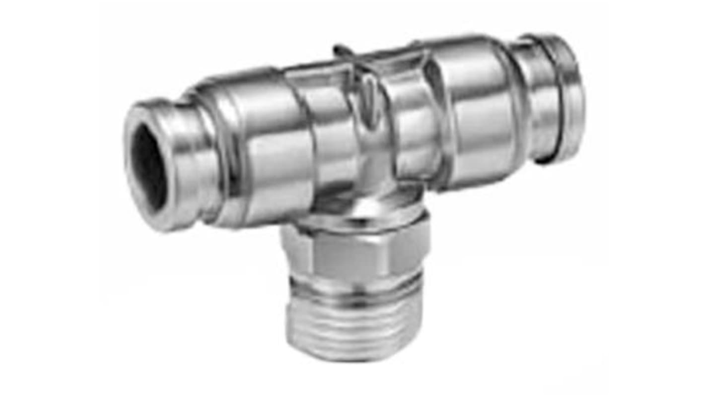 SMC KQG2 Series Tee Threaded Adaptor, Push In 8 mm to Push In 8 mm, Threaded-to-Tube Connection Style