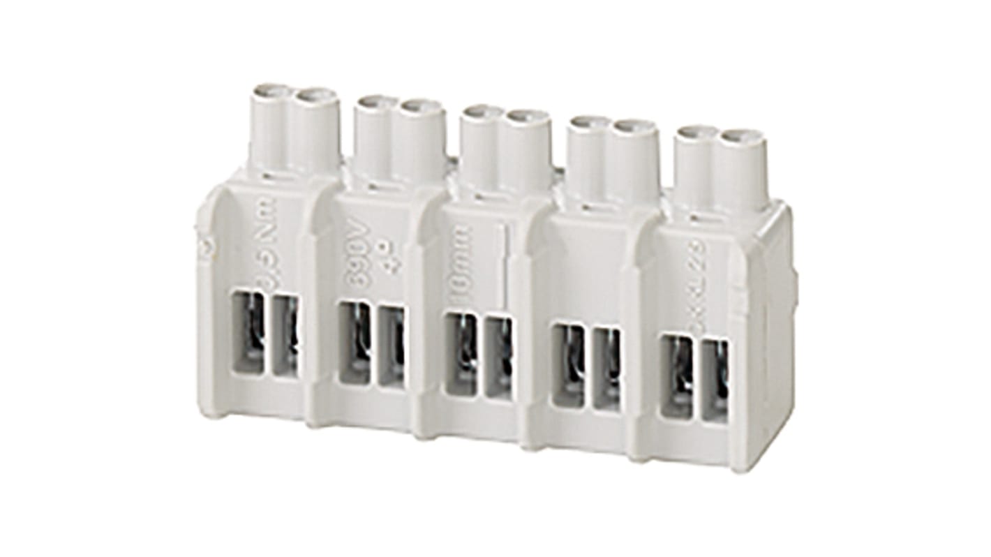 HENSEL DK Series Non-Fused Terminal Block, 5-Way, 20A, 0.5 → /> 4 mm² Wire, Screw Down Termination