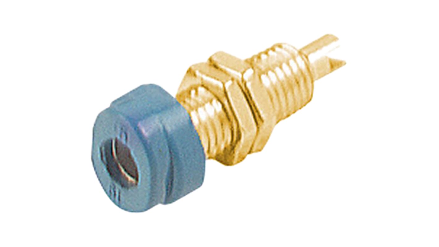 Conector banana hembra Hembra, 16A, 30 V ac, 60V dc, Contacto Oro, Azul