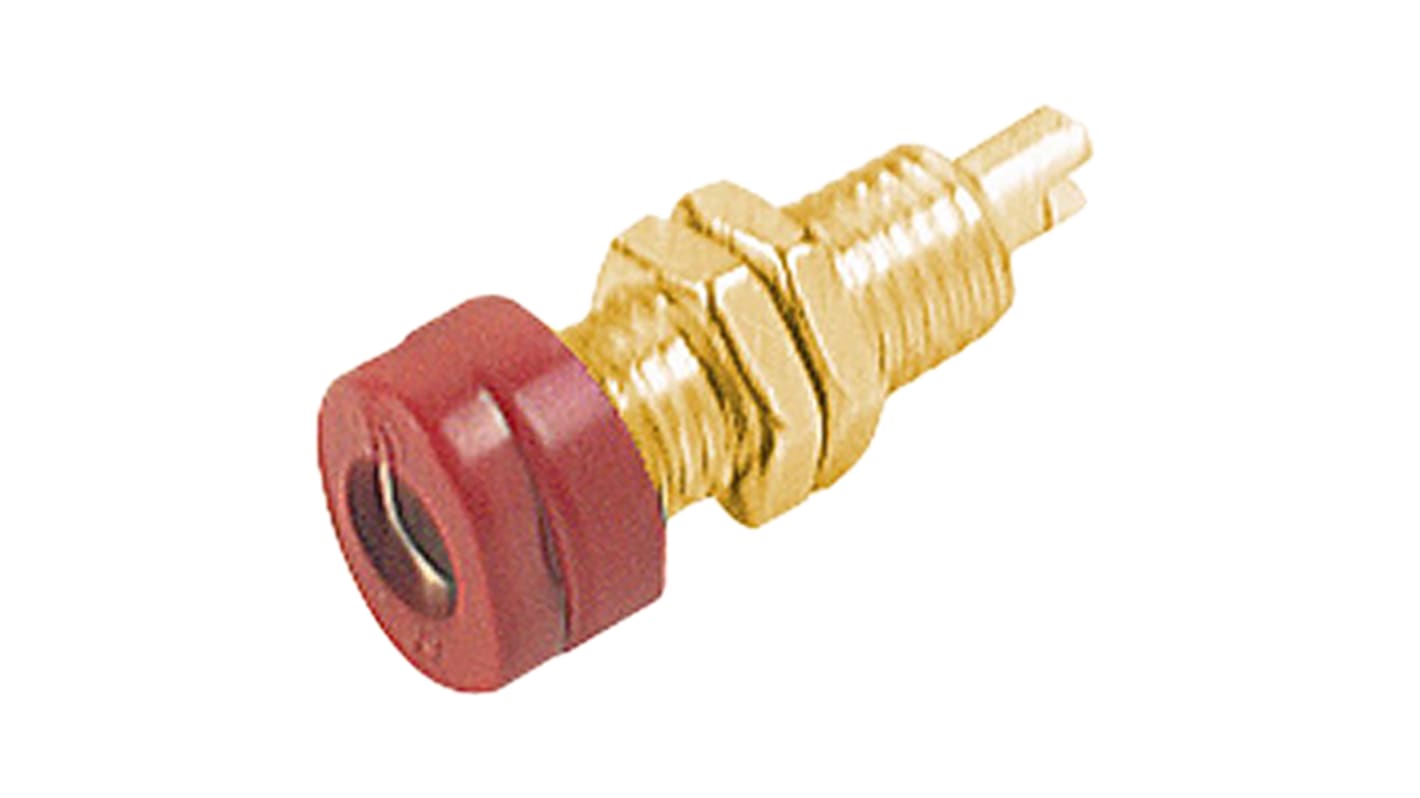 Conector banana hembra Hembra, 16A, 30 V ac, 60V dc, Contacto Oro, Rojo