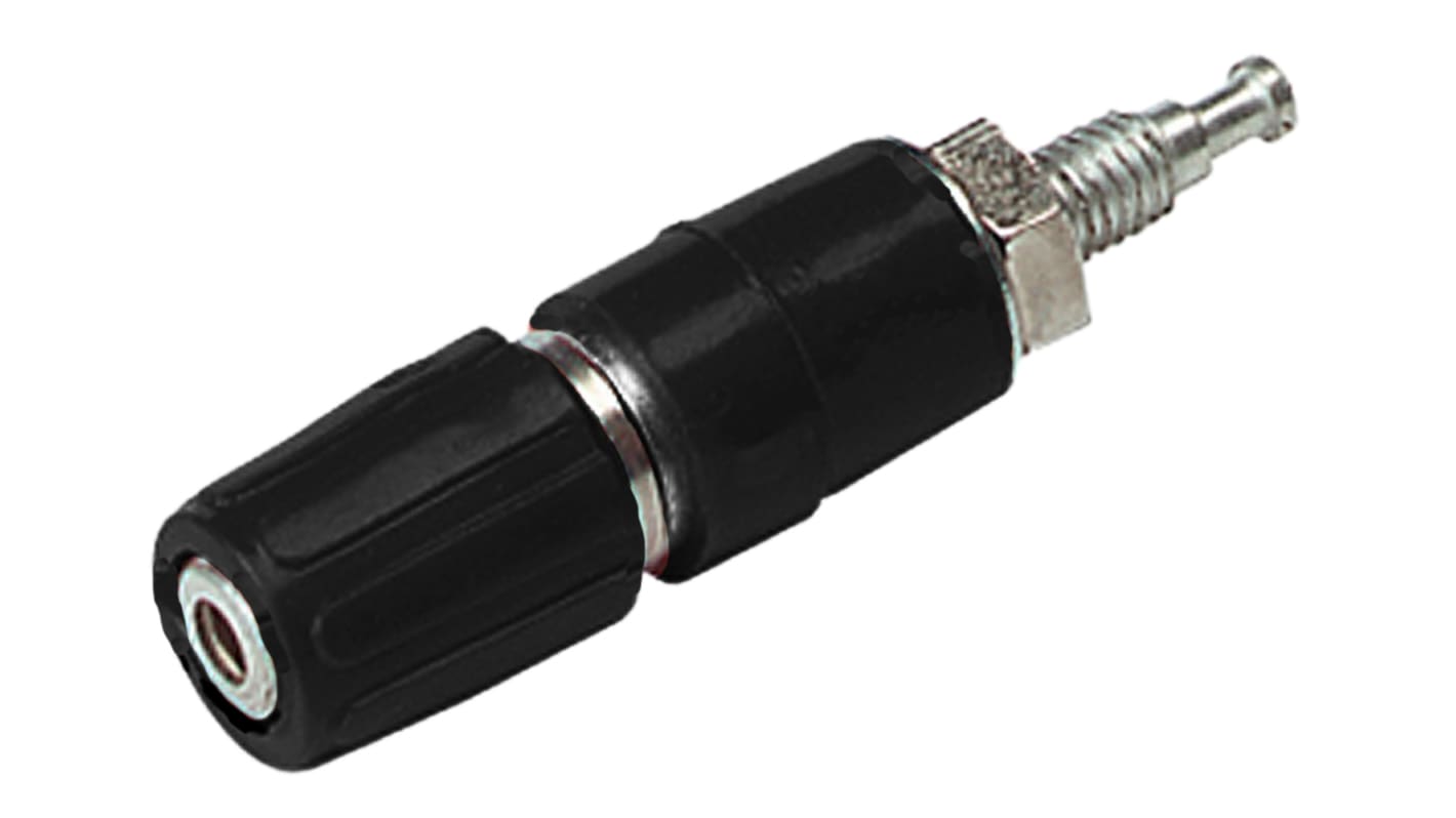 Hirschmann Test & Measurement Black Female Banana Socket, 2mm Connector, Solder Termination, 6A, 30 V ac, 60V dc