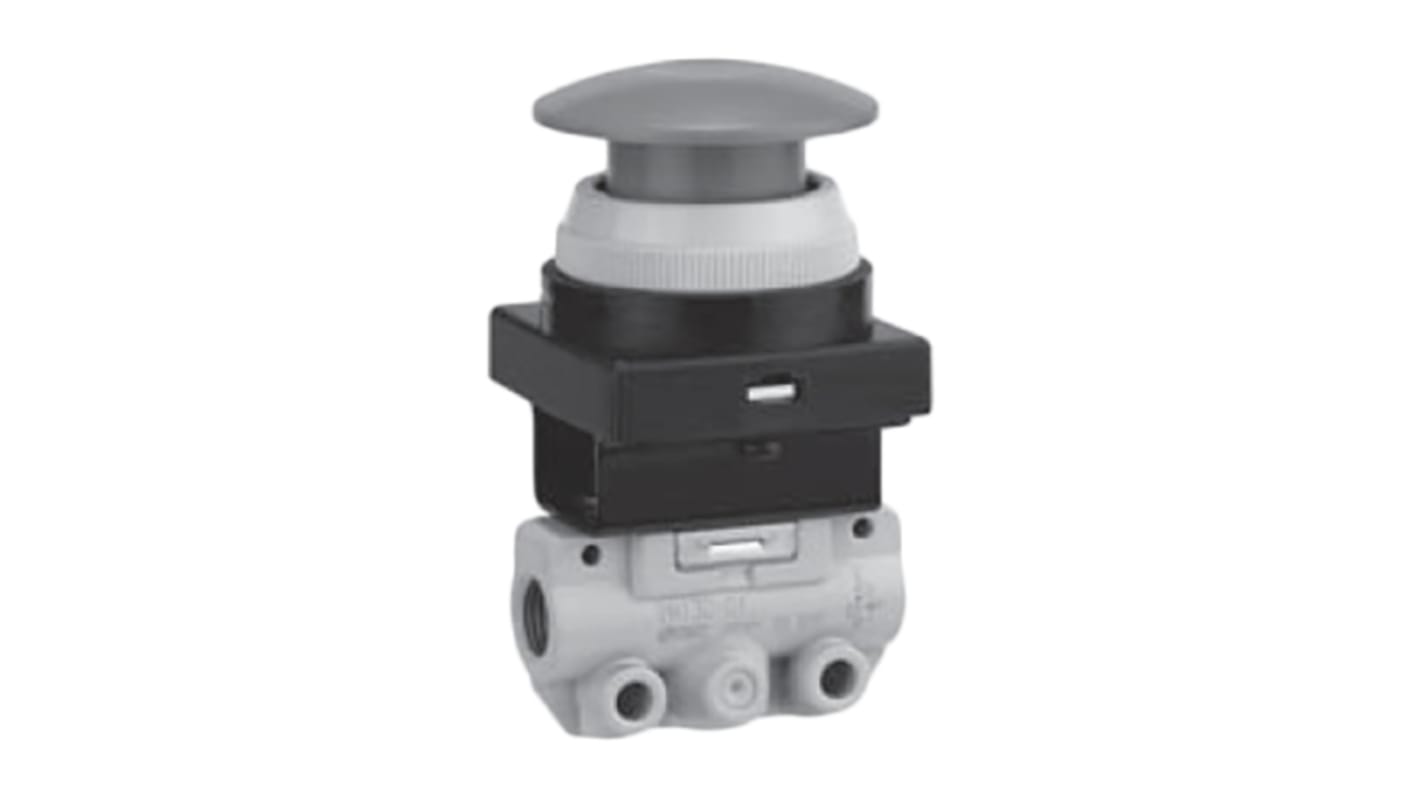 SMC Push Button (Mushroom) Pneumatic Relay Pneumatic Manual Control Valve VM100 Series, R 1/8, 1/8, III B