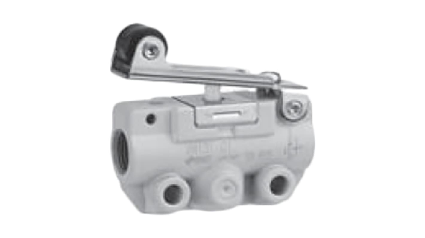 SMC Roller Lever Pneumatic Relay Pneumatic Manual Control Valve VM100 Series, R 1/8, 1/8, III B