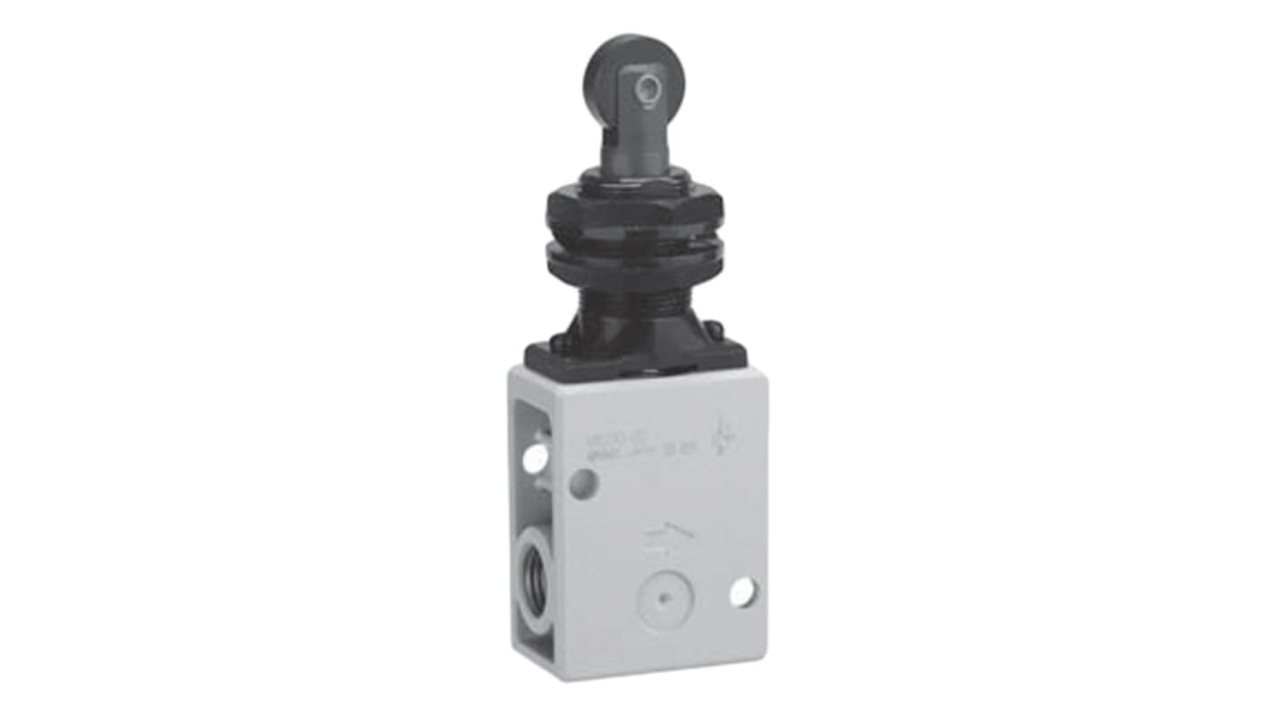 SMC Roller Plunger Pneumatic Relay Pneumatic Manual Control Valve VM200 Series, R 1/4, 1/4, III B