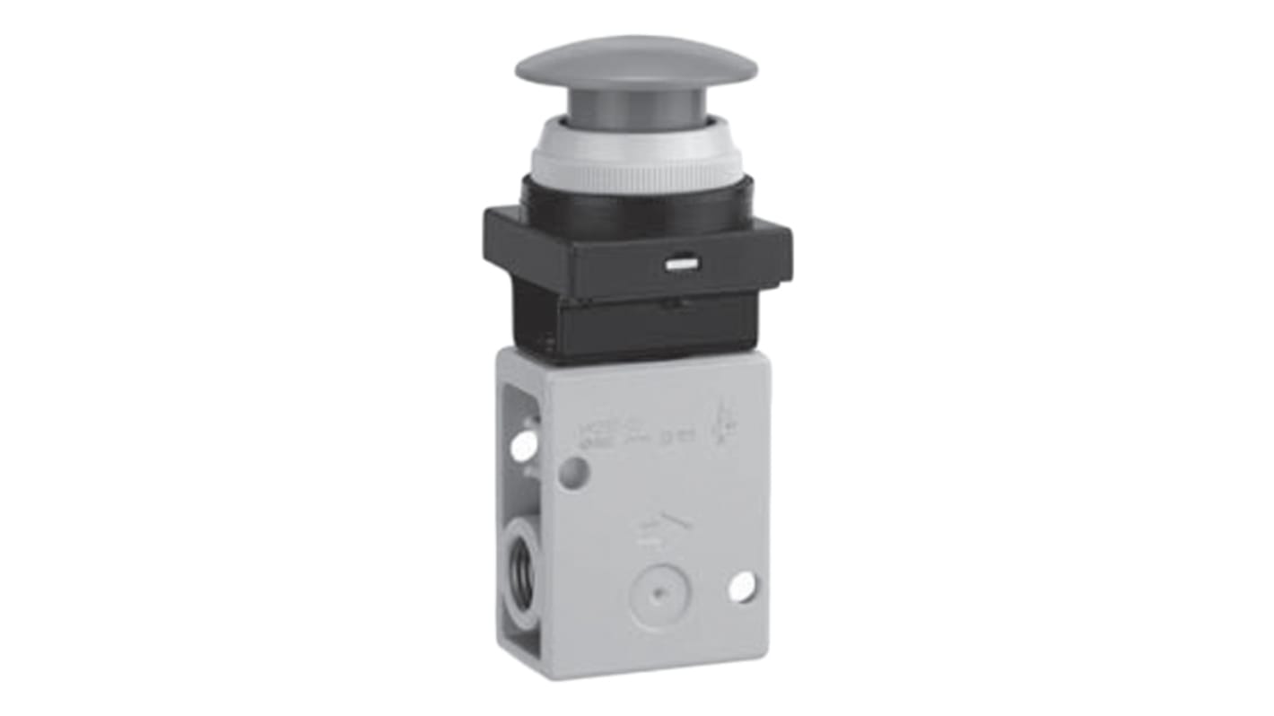 SMC Push Button (Mushroom) Pneumatic Relay Pneumatic Manual Control Valve VM200 Series, R 1/4, 1/4, III B