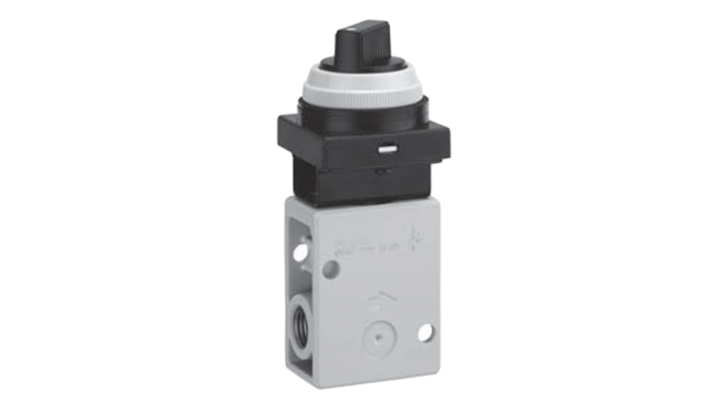 SMC Twist Selector (2 Position) Pneumatic Relay Pneumatic Manual Control Valve VM200 Series, R 1/4, 1/4, III B