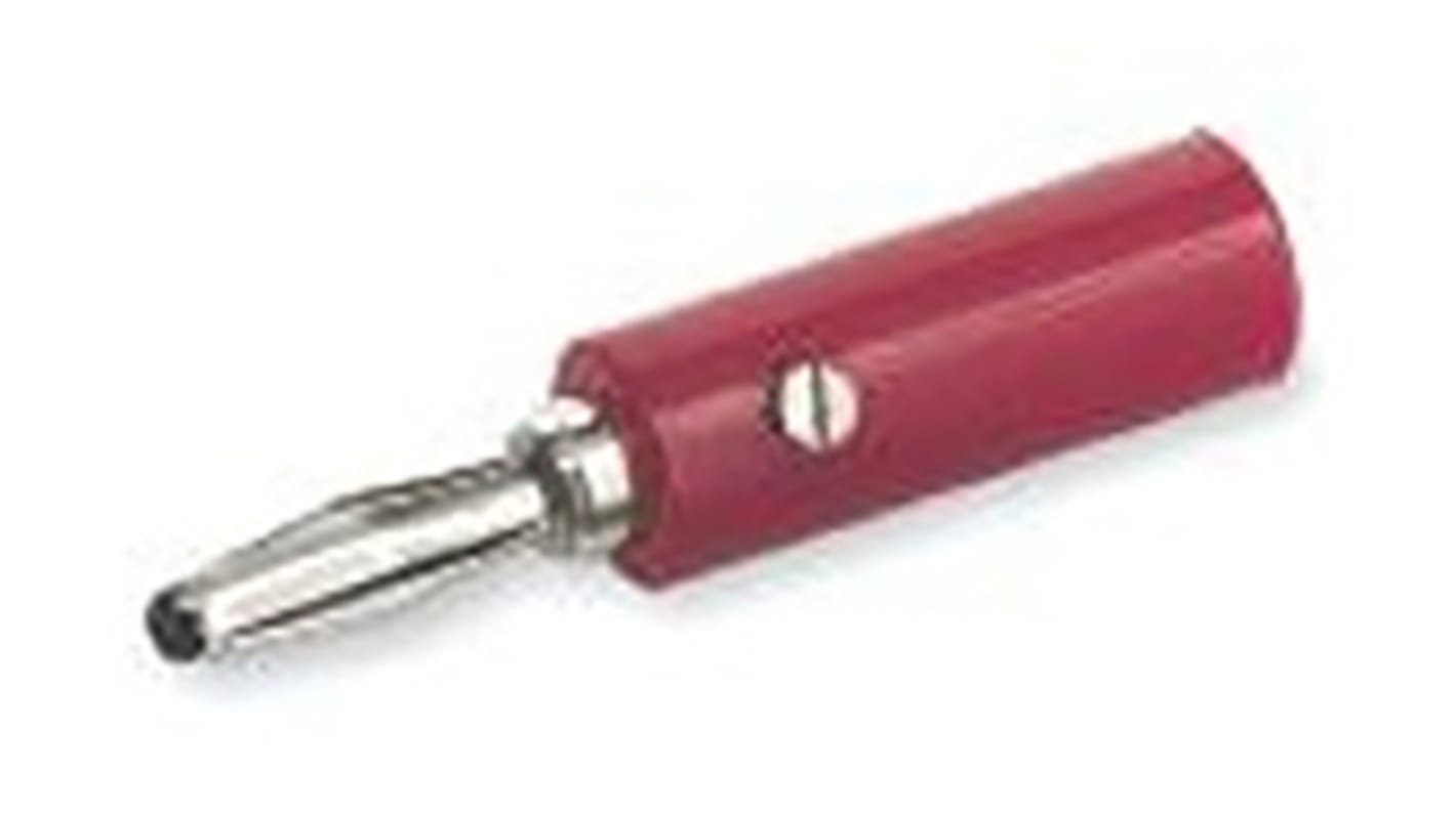 Mueller Electric Red Male Banana Plug, 4 mm Connector, Screw Termination, 15A, Nickel Plating