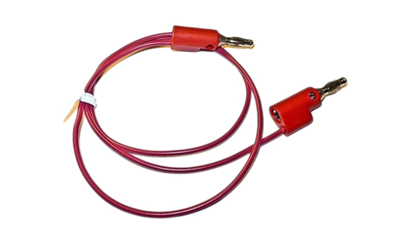 Cable de prueba Mueller Electric de color Rojo, Macho-Macho, 300V, 10A, 1.2m