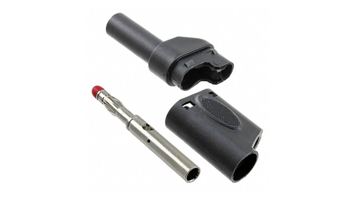 Conector banana Macho, 20A, 1000V, Contacto Níquel, Negro