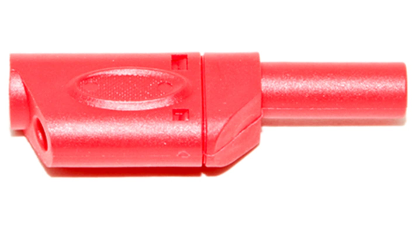 Mueller Electric Red Male Banana Plug, 4 mm Connector, Solder Termination, 20A, 1000V, Nickel Plating