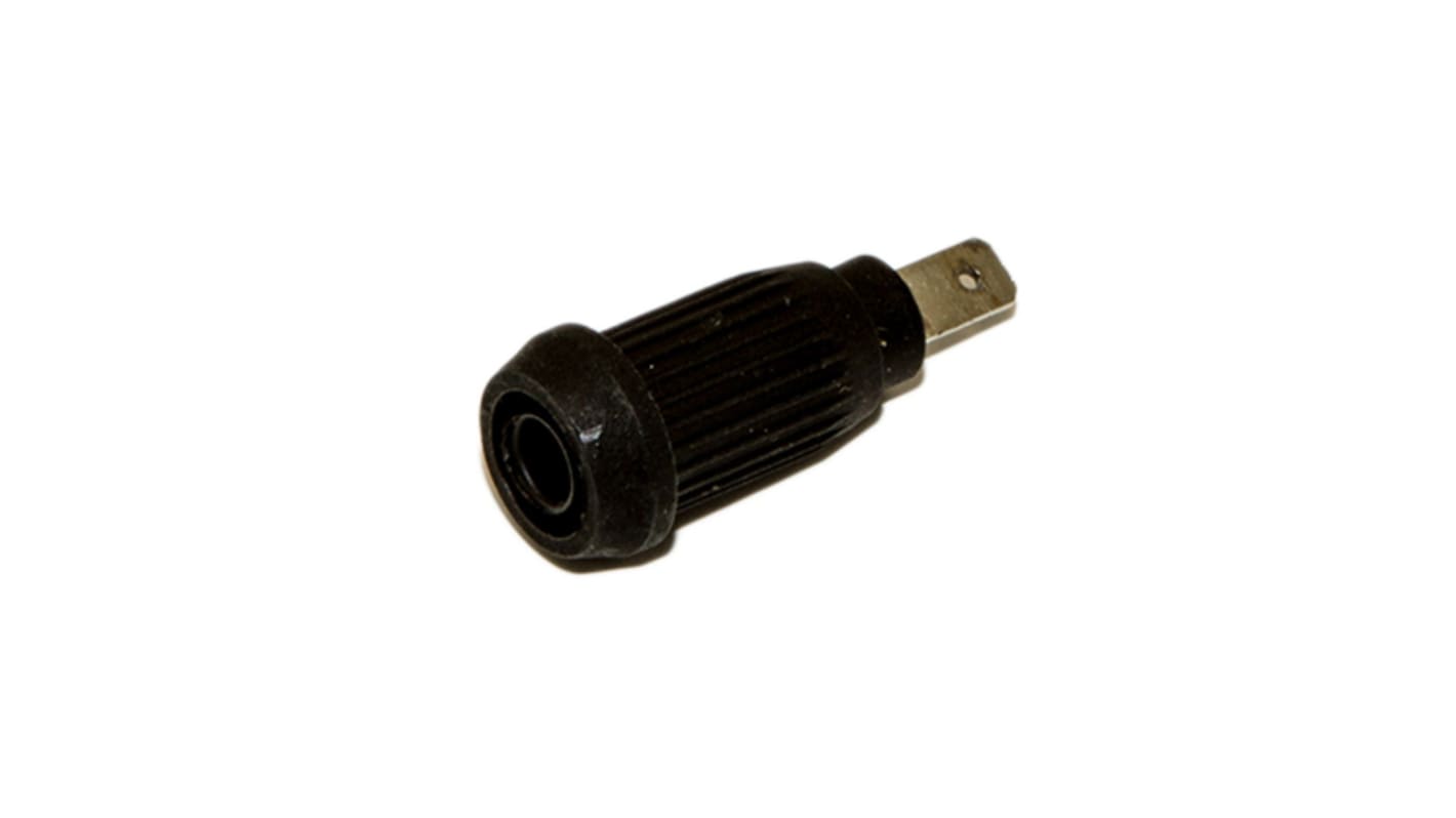 Mueller Electric Black Female Banana Socket, Press Fit Termination, 15A, 1000V, Nickel Plating