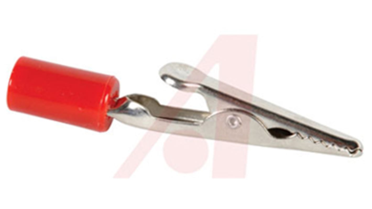 Clip a coccodrillo Mueller Electric, 10A, apertura 7.9mm, isolato, col. Rosso