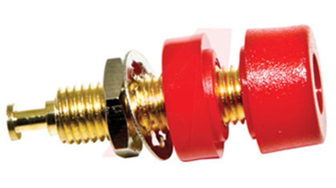 Mueller Electric Red Female Banana Socket, 4 mm Connector, Solder Termination, 15A, 2000V dc, Gold Plating