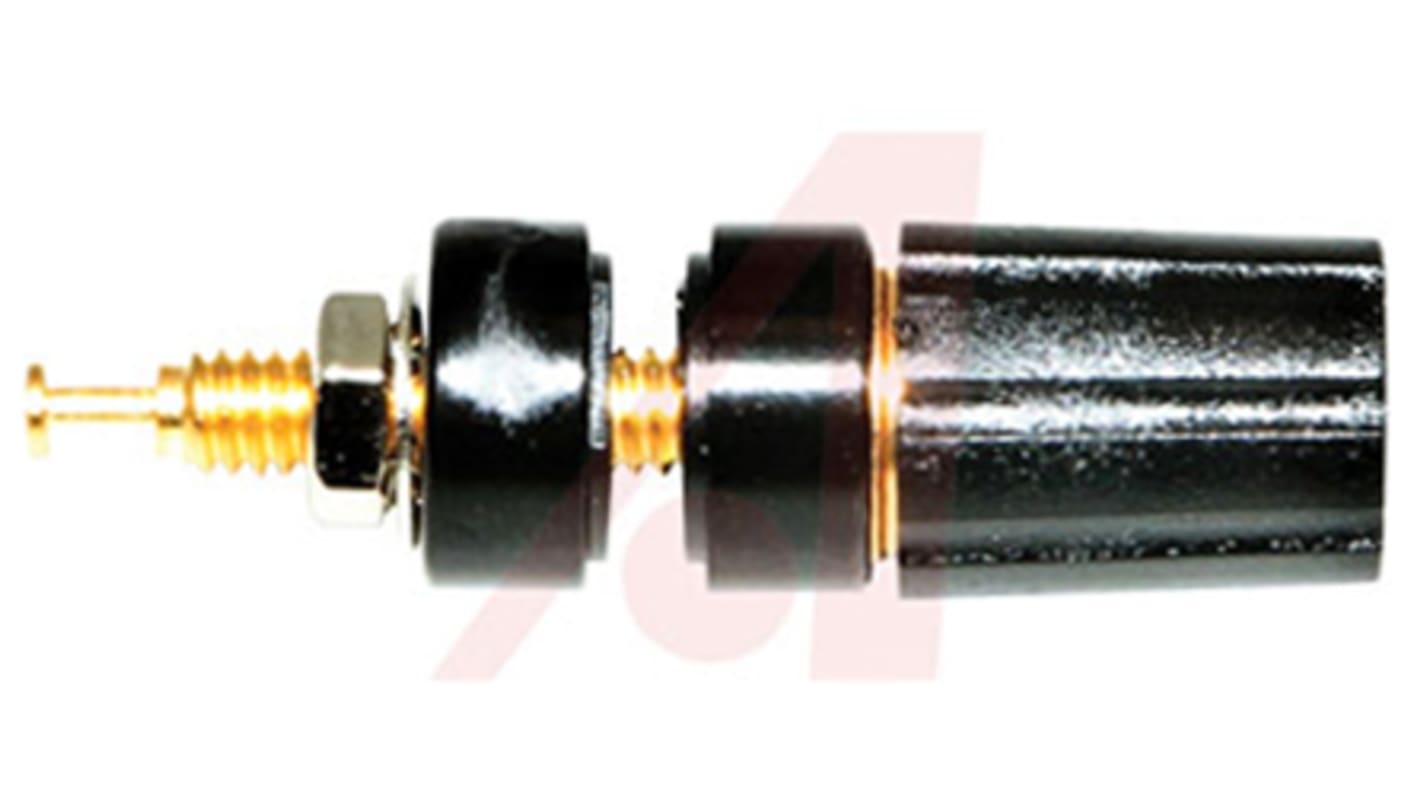 Mueller Electric 15A, Black Binding Post With Tellurium Copper Contacts and Gold Plated - 9.53mm Hole Diameter