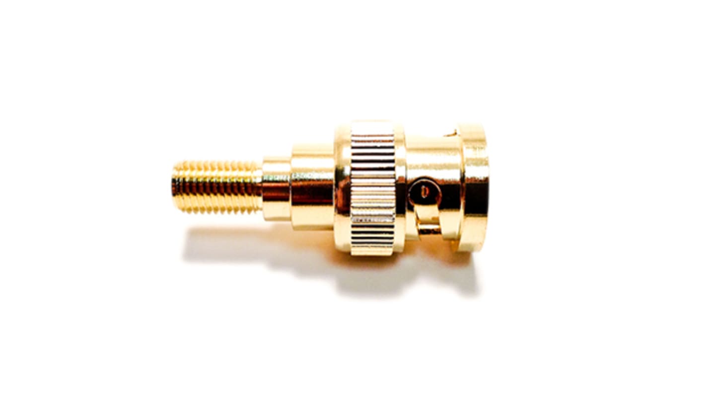 Mueller Electric 50Ω RF adapter, Retvinklet, A: BNC Han til B: SMA Hun, 12.4GHz Guld Normal