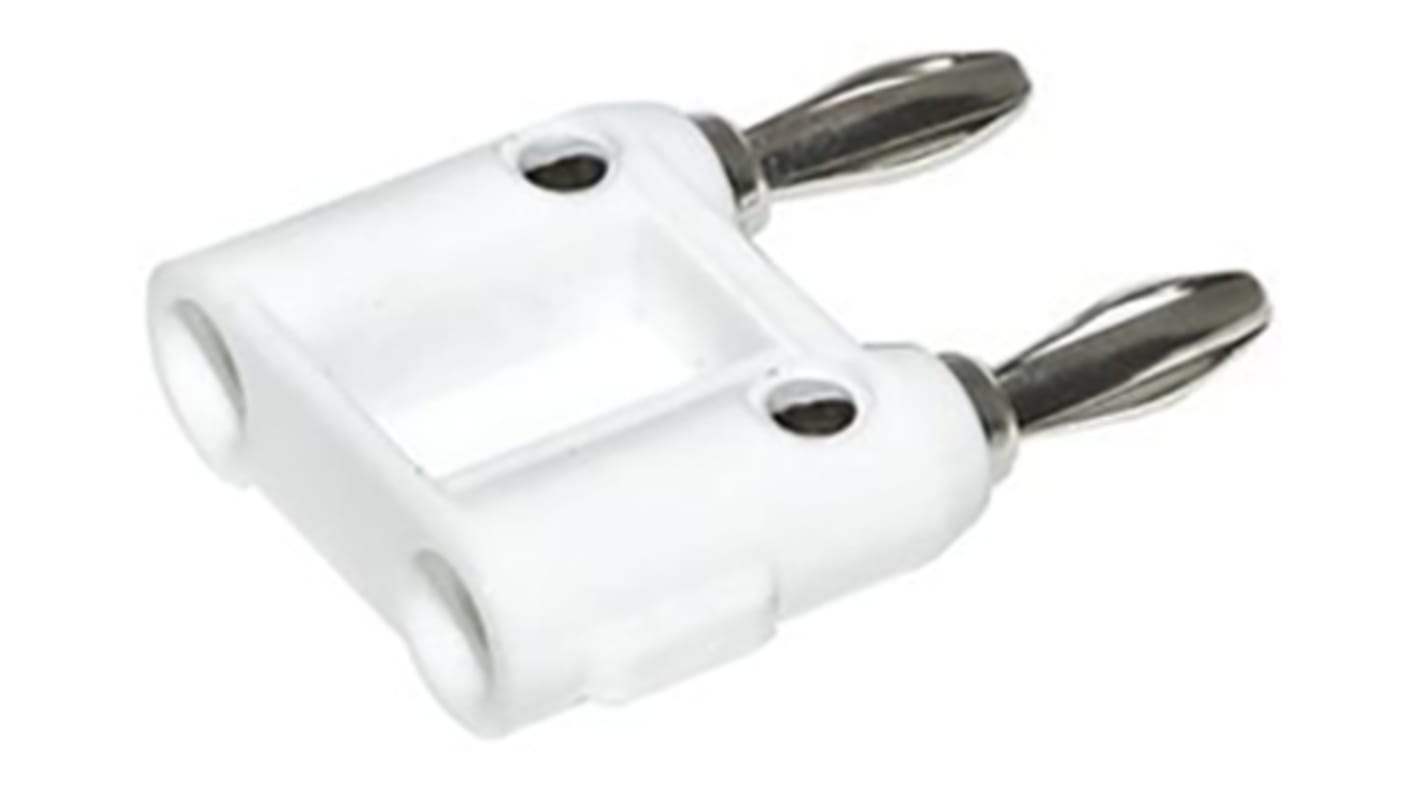 Mueller Electric White Male Banana Plug, 4 mm Connector, Screw Termination, 15A, 5000V, Nickel Plating