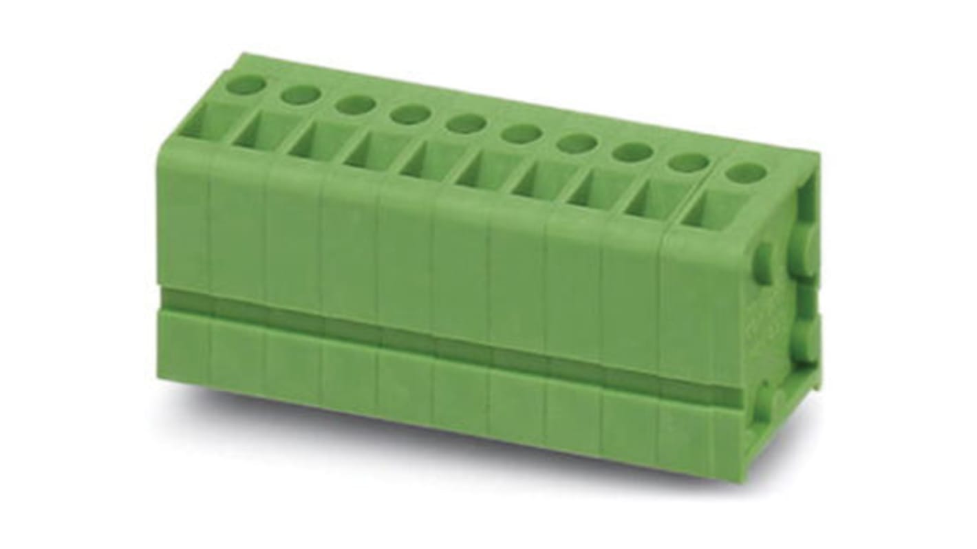 1910607 Phoenix Contact 5mm Pitch 10 Way Pluggable Terminal Block, Plug, Spring Cage