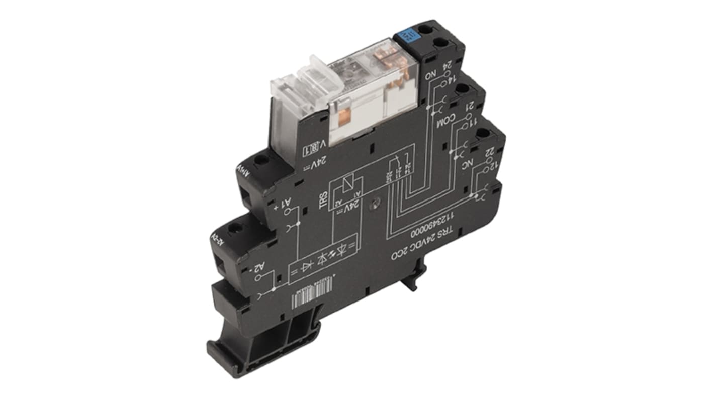 Weidmuller TRS Interface Relais 24V, 2-poliger Wechsler DIN-Schienen 250V ac