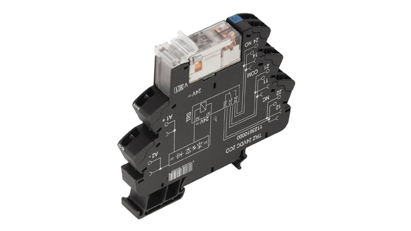 Weidmüller TRZ Series Interface Relay, DIN Rail Mount, 24V Coil, DPDT, 2-Pole