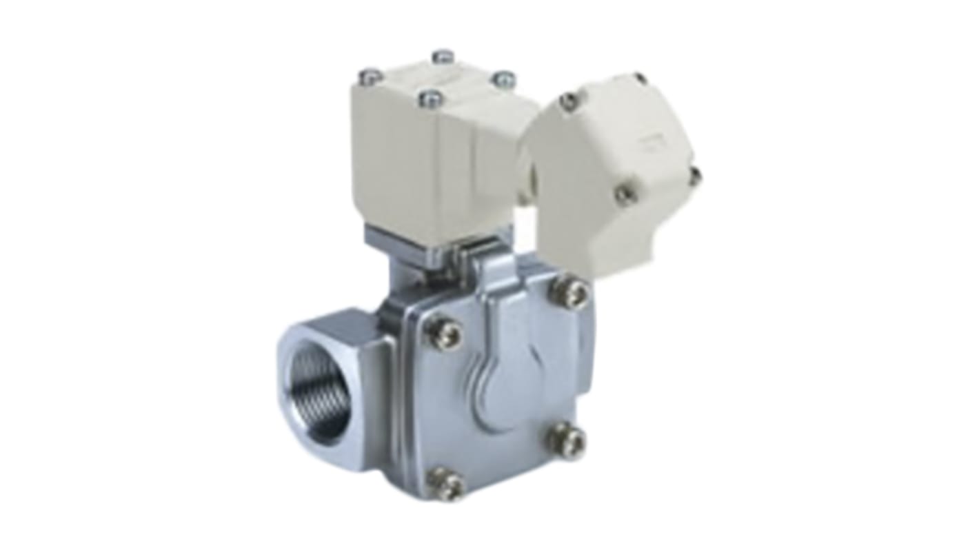 Elettrovalvole per pneumatica SMC, G 3/8, funzione 2/2, azionamento Solenoide/Pilota/Molla, 24V cc