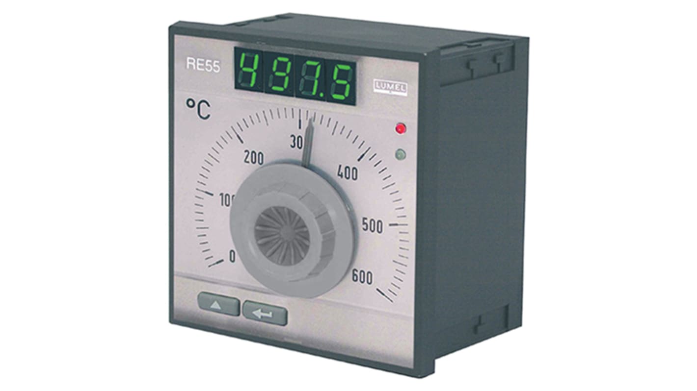 Lumel RE55 Panel Mount On/Off Temperature Controller, 96 x 96mm 1 Input, 1 Output Relay, Transistor, 85 → 253 V