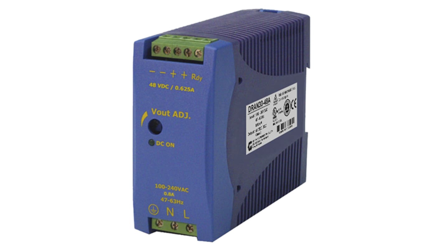 DRAN30-12A | Chinfa DRAN30 DIN Rail Power Supply, 85 → 264V ac ac Input ...