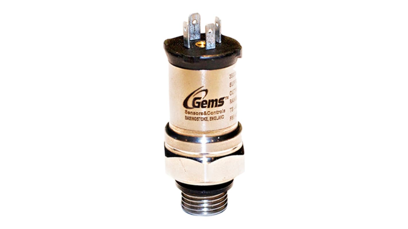 Sensor de presión absoluta Gems Sensors → 6bar, G1/4, 10 → 30 V dc, salida Corriente, para Aire, gas, agua, IP67