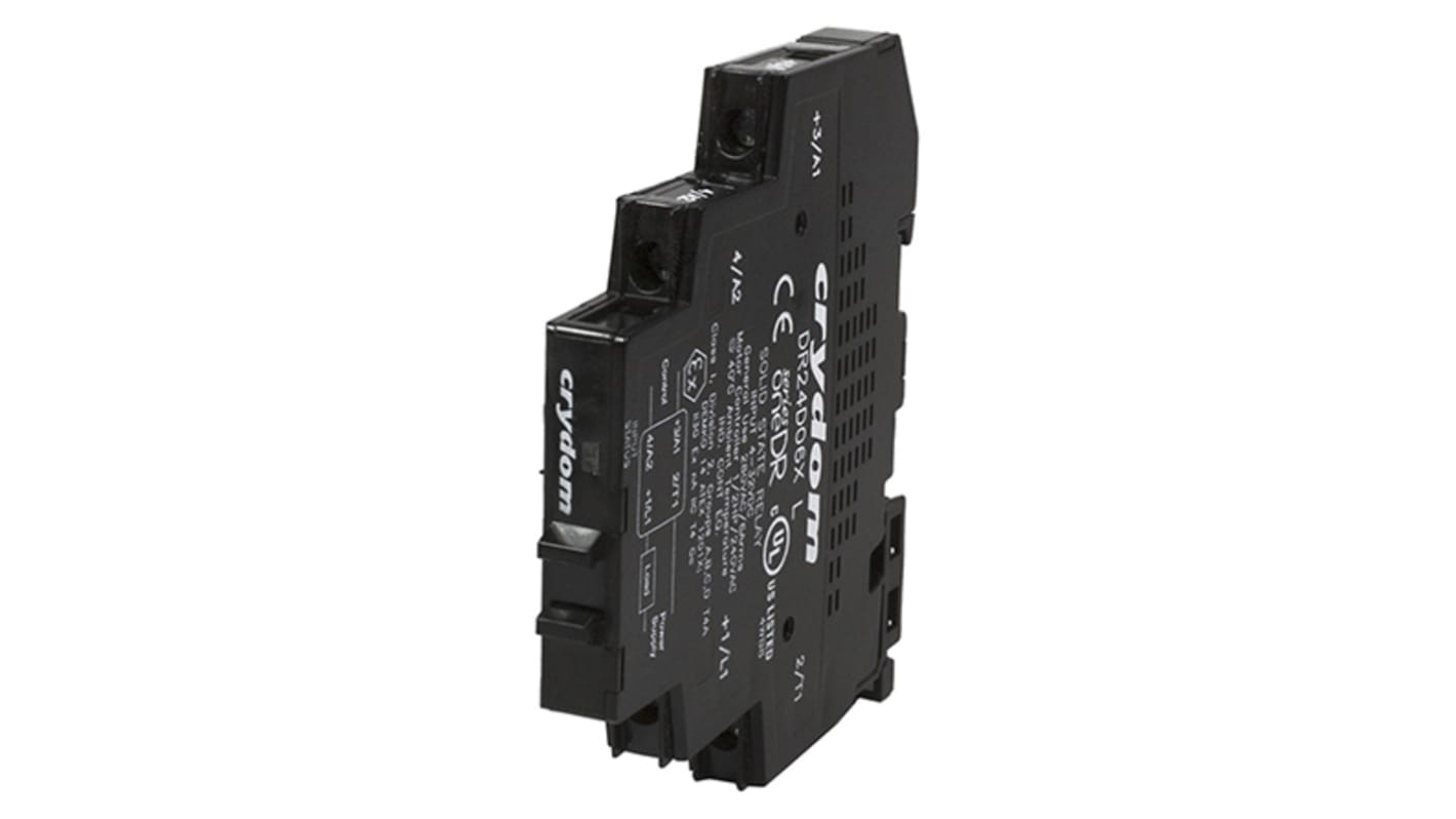 Módulo de relé de estado sólido Sensata Crydom DR, control 4 → 32 V dc, carga 1 → 60V dc / 6 A dc, para