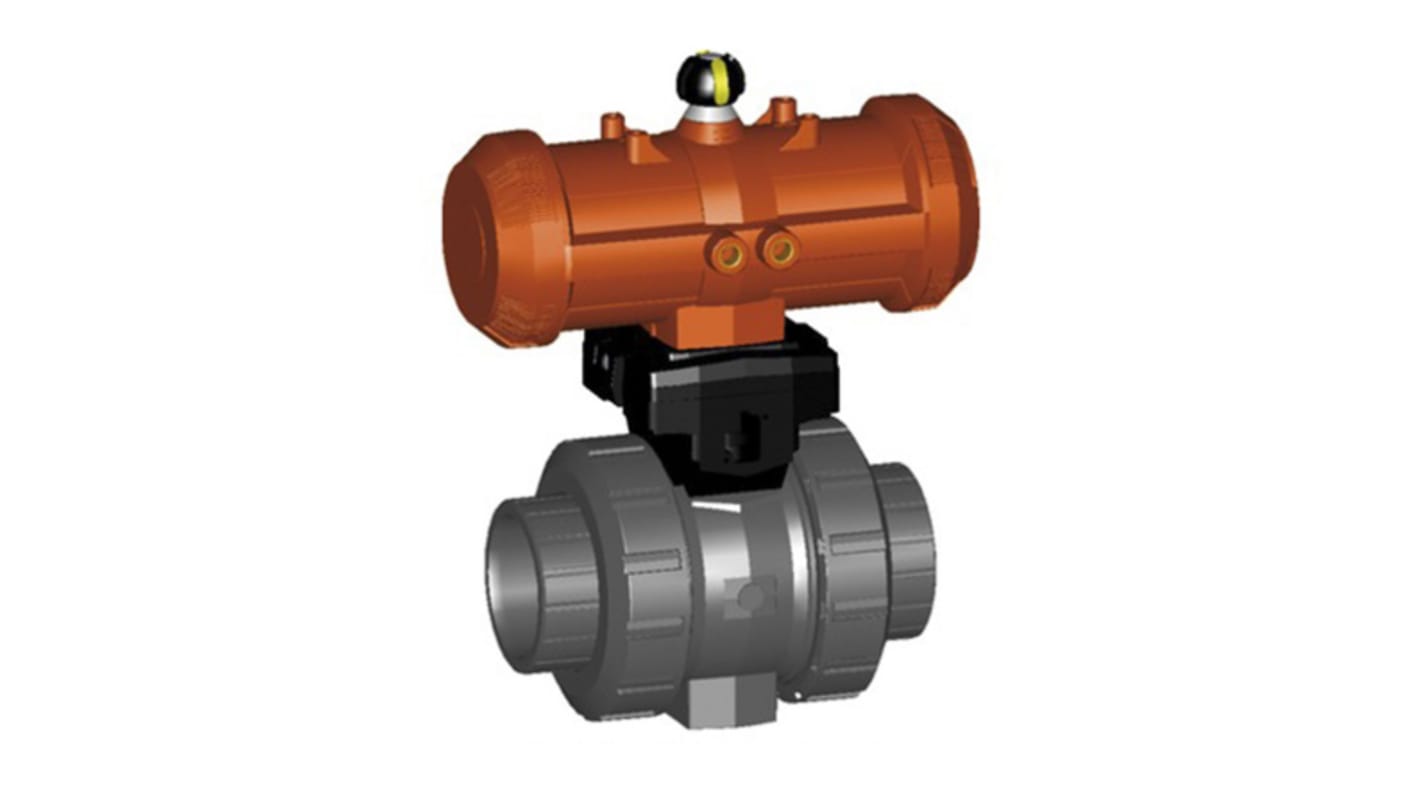 Georg Fischer Pneumatik-Schrägsitzventil Kugel, Öffner Feder 20mm bis 10 bar