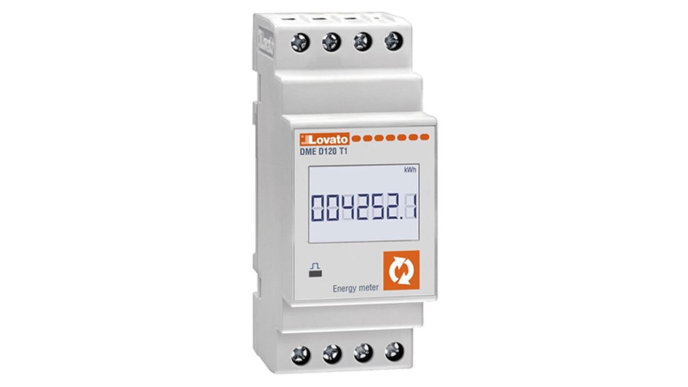 Lovato DME Energiemessgerät LCD, 6-stellig / 1-phasig, Impulsausgang